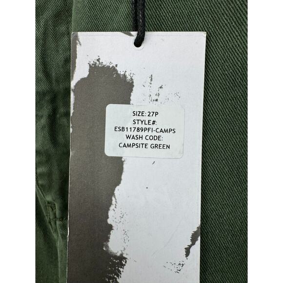 Studio Blue Womens Stretch High Rise Campsite Pants Ankle Tapered Size 27P Green - Picture 2 of 3